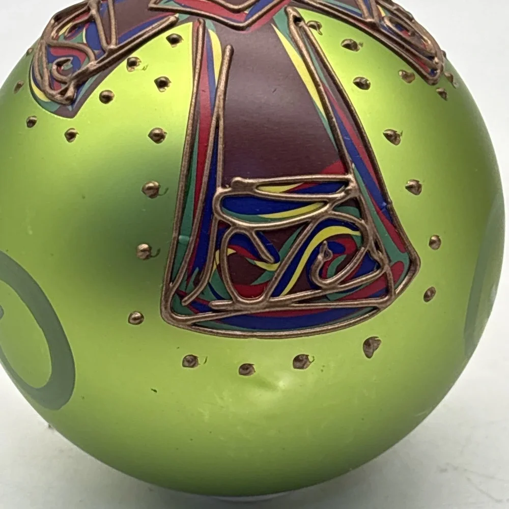 Glass Ornament Christmas Cross Green Glory Haus Brushfire Designs Curl Cross NIB - Picture 8 of 9